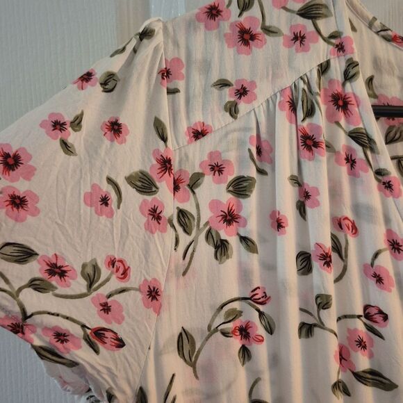💲1️⃣0️⃣ Bundled ✔️ Farm Button Front Slit White Pink Flowers Maxi Dress Lg - Picture 3 of 6